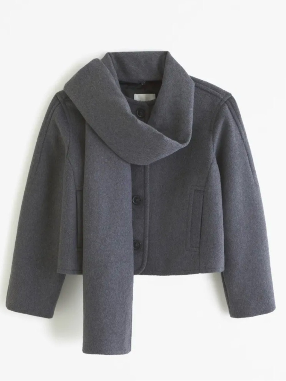 🩶 Abercrombie & Fitch Grey Coat with Detachable Scarf